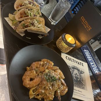 Cultivate Craft Kitchen - vegetarian tacos and cajun shrimp pasta - New American Near Me - Draper, Utah Cultivate Craft Kitchen - vegetarian tacos and cajun shrimp pasta - New American Near Me - Draper, Utah