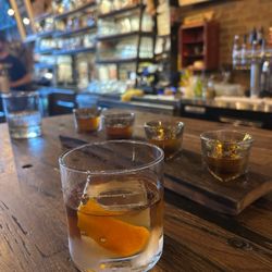 Rocker Spirits - Maple/walnut old fashioned and a flight o bourbon