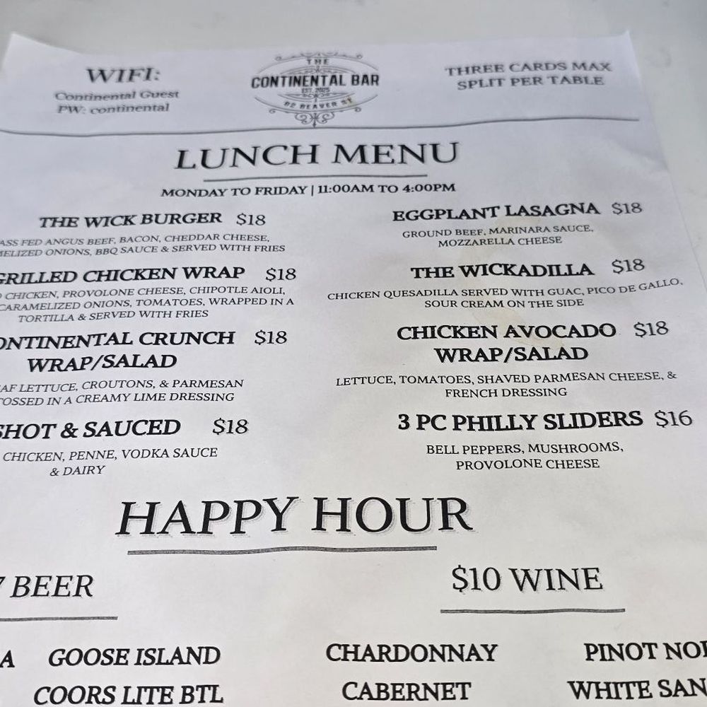 Lunch menu Lunch menu