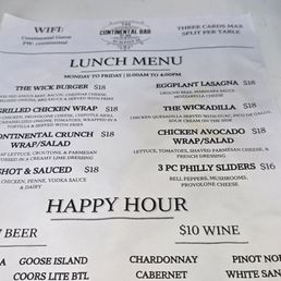 Lunch menu Lunch menu