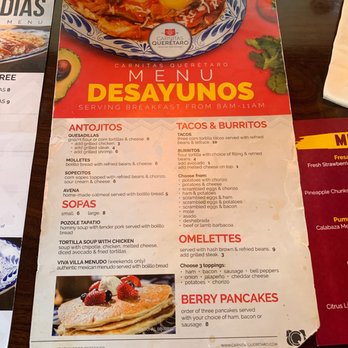 Carnitas Queretaro - Breakfast menu - Mexican Near Me - El Paso, Texas Carnitas Queretaro - Breakfast menu - Mexican Near Me - El Paso, Texas