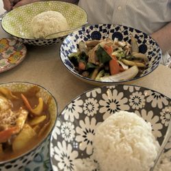 Fai Thai Kitchen - Yellow Curry with Tofu and Thai Basil Chicken. Incredibly delicious.