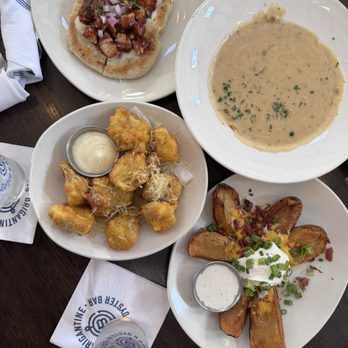 Brigantine - artichoke fritters, potato skins, clam chowder, flatbread - Seafood Near Me - Poway, California