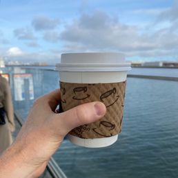 a hand holding a coffee cup