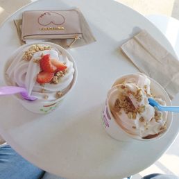 Taro and strawberry flavoured frozen yogurts
