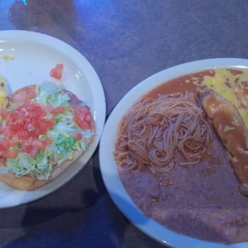 Garcia's - Garcia's deluxe mexican plate $8.00 replaced the rice with the fidelo. - Mexican Near Me - San Marcos, Texas