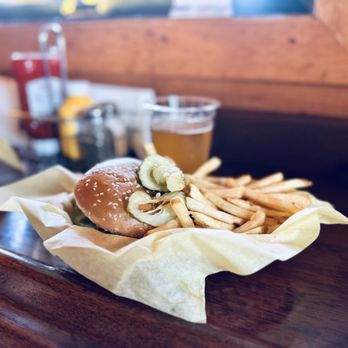 Rocky's Crown Pub - 1/3 Lb . Hamburger with French Fries - Burgers Near Me - San Diego, California Rocky's Crown Pub - 1/3 Lb . Hamburger with French Fries - Burgers Near Me - San Diego, California