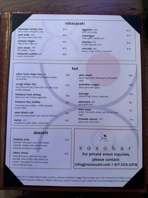 Menu photo 4 XOXO Sushi Bar Chestnut Hill, MA