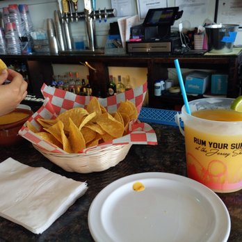 Loteria - Bucket mango margarita and chips with queso - Tacos Near Me - Atlantic City, New Jersey