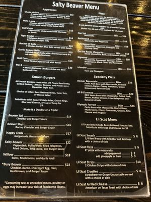 Menu photo 1 The Salty Beaver Longview, WA Menu photo 1 The Salty Beaver Longview, WA