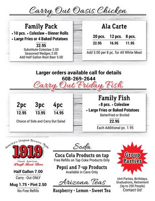 Menu photo 4 Club Oasis Sparta, WI Menu photo 4 Club Oasis Sparta, WI