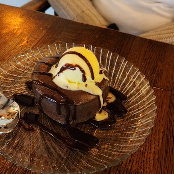 Binnekill Tavern - a chocolate dessert on a glass plate - Bars Near Me - Margaretville, New York Binnekill Tavern - a chocolate dessert on a glass plate - Bars Near Me - Margaretville, New York
