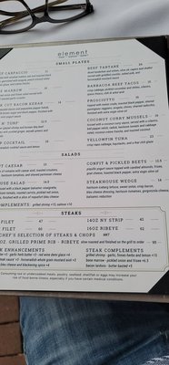 Menu photo 3 element: steak. seafood. pasta. Sarasota, FL