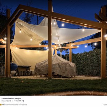 Shade Diamond Pergola - Night view - Patio Coverings Near Me Shade Diamond Pergola - Night view - Patio Coverings Near Me