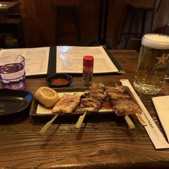 Izakaya Haru - So far just ordered 3 Yakitoris Chicken breast, thigh with scallion, and pork belly with a pint or 2 or 10 Sapporos? It's happy hour! - Desserts Near Me - Bayside, New York Izakaya Haru - So far just ordered 3 Yakitoris Chicken breast, thigh with scallion, and pork belly with a pint or 2 or 10 Sapporos? It's happy hour! - Desserts Near Me - Bayside, New York