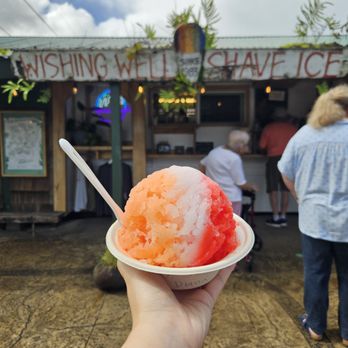 Wishing Well Shave Ice - pog + coconut + strawberry shaved ice - Ice Cream & Frozen Yogurt Near Me - Hanalei, Hawaii Wishing Well Shave Ice - pog + coconut + strawberry shaved ice - Ice Cream & Frozen Yogurt Near Me - Hanalei, Hawaii