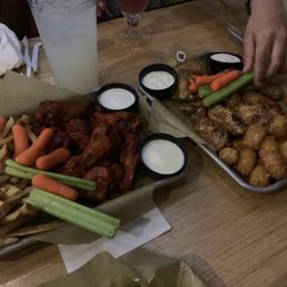 Pick 6; traditional buffalo and parm garlic wings