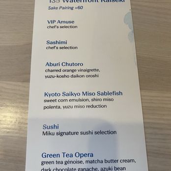 Miku - The price fixe Waterfront menu - Japanese Near Me - Vancouver, British Columbia