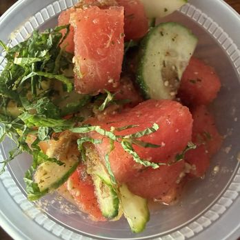 Apocalypse BBQ - An amazing watermelon salad with cucumber. It was a win win. - Food Trucks Near Me - Miami, Florida Apocalypse BBQ - An amazing watermelon salad with cucumber. It was a win win. - Food Trucks Near Me - Miami, Florida