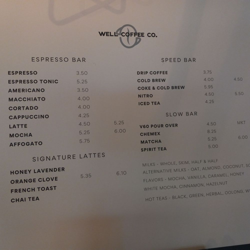 Well Coffee Co. - Coffee menu. Orange Clove iced was great, French Toast iced was good. - Coffee & Tea Near Me - Peoria, Arizona Well Coffee Co. - Coffee menu. Orange Clove iced was great, French Toast iced was good. - Coffee & Tea Near Me - Peoria, Arizona