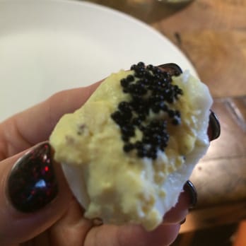 Carson Kitchen - Devils eggs with pancetta & caviar :) - New American Near Me - Las Vegas, Nevada Carson Kitchen - Devils eggs with pancetta & caviar :) - New American Near Me - Las Vegas, Nevada