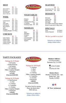 Menu photo 8 D' New Aristocrat Panorama City, CA