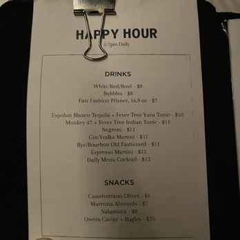 Roquette - Happy hour menu - Cocktail Bars Near Me - Seattle, Washington