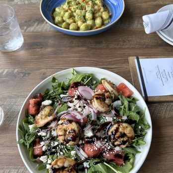 Fuller House - Watermelon and feta salad and pesto gnocchi - American Near Me - Hinsdale, Illinois