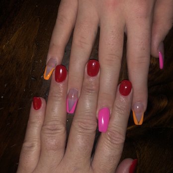 C-T Nail Salon - Red dip and acrylics - Nail Salons Near Me - Hilliard, Ohio C-T Nail Salon - Red dip and acrylics - Nail Salons Near Me - Hilliard, Ohio