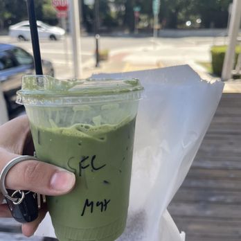 Blueprint Coffee Project - Matcha green tea iced latte with sugar free caramel syrup/oat milk - Coffee & Tea Near Me - Sacramento, California Blueprint Coffee Project - Matcha green tea iced latte with sugar free caramel syrup/oat milk - Coffee & Tea Near Me - Sacramento, California