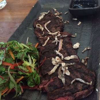 Komodo Miami - Wagyu Skirt Steak 12oz, shallot tosazu, crispy onion - Asian Fusion Near Me - Miami, Florida Komodo Miami - Wagyu Skirt Steak 12oz, shallot tosazu, crispy onion - Asian Fusion Near Me - Miami, Florida