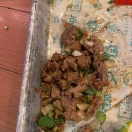 I normally eat whatever drops out of my tacos with a fork. But this place I just could not eat the rest of the meat. Would not recommend. I normally eat whatever drops out of my tacos with a fork. But this place I just could not eat the rest of the meat. Would not recommend.