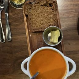 Tomato soup with Irish bread and butter