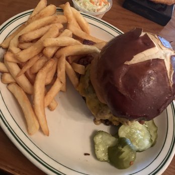 Clementine's - High Noon burger (also comes with slaw - I had already taken it off the plate) - American Near Me - South Haven, Michigan Clementine's - High Noon burger (also comes with slaw - I had already taken it off the plate) - American Near Me - South Haven, Michigan