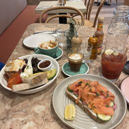 Salmon Toast, Big Breakfast, Cortado Salmon Toast, Big Breakfast, Cortado
