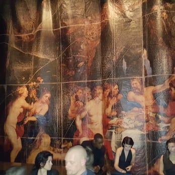 Buddakan - the Host/Hostess stand with mural panel as the background - Chinese Near Me - New York, New York Buddakan - the Host/Hostess stand with mural panel as the background - Chinese Near Me - New York, New York