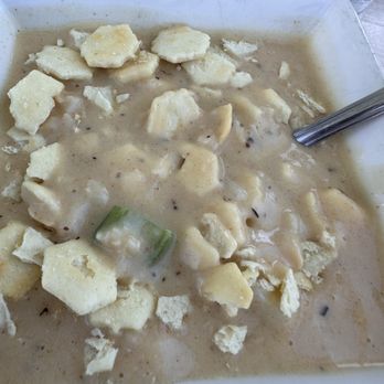 The Point - What is the color of this Clam Chowder? Use to be very white, clean, with tons of clam's! No more!! - American Near Me - Osprey, Florida The Point - What is the color of this Clam Chowder? Use to be very white, clean, with tons of clam's! No more!! - American Near Me - Osprey, Florida