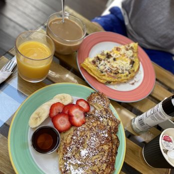 Frenchies Cafe - French toast, orange juice, and sausage and ham omelette. - French Near Me - Key West, Florida