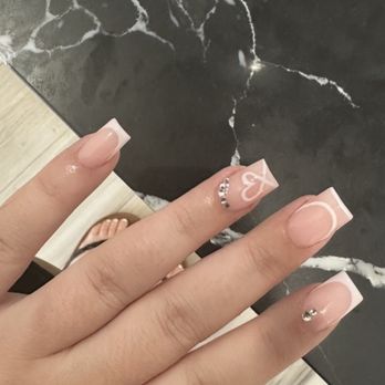 Yvonne's Nails - French tip w a twist and gems - Nail Salons Near Me - Fremont, California Yvonne's Nails - French tip w a twist and gems - Nail Salons Near Me - Fremont, California