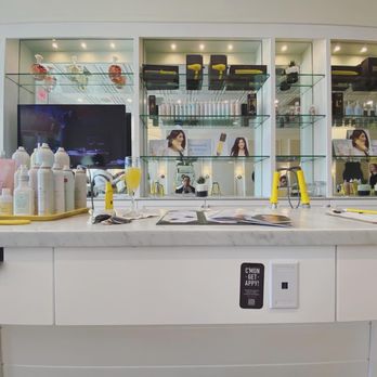 Drybar - Ann Arbor - Such a bright and cheerful salon. All white and yellow. - Blow Dry/Out Services Near Me - Ann Arbor, Michigan
