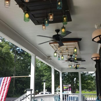 Five Loaves Cafe - Cute patio table and awesome light fixtures! This place is awesome!! - Sandwiches Near Me - Summerville, South Carolina