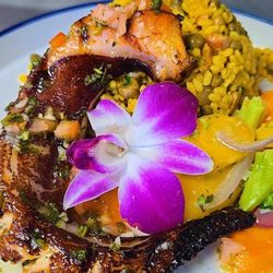 Karisma Restaurant & Coffee Bar - Pulpo a la Brasa con Arroz Mamposteado de Gandules o Habichuelas