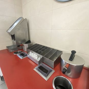 Wendy's - a kitchen counter with a red counter top - Fast Food Near Me - Rancho Santa Margarita, California