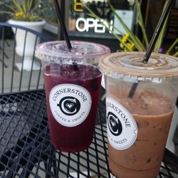 Cornerstone Coffee & Sweets - Blueberry Lemonade & Spicey Mocha Iced