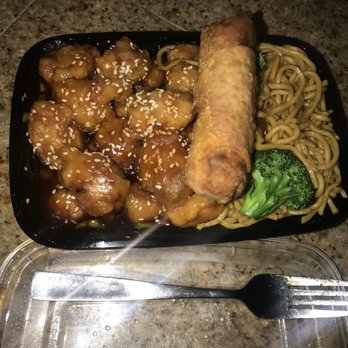 China One - Sesame chicken, Lo Mein, and egg roll - Chinese Near Me - Carrollton, Texas