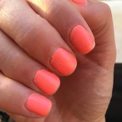 Awesome Nails - "Gel" polish chipped in 2 days. Should have lasted much longer! Polish is on skin as well. Didn't clean up the edges before curing.