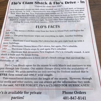Flo's Clam Shack - Cool little history write up - Seafood Near Me - Middletown, Rhode Island
