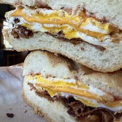 Robo's - Breakfast Sandwich $7.50 A breakfast sandwich with bacon, egg, and cheese. Served on a hand roll