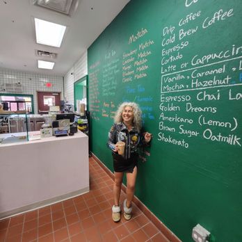Sip & Bite - Me smiling with my iced tiramisu latte - Coffee & Tea Near Me - Arlington Heights, Illinois