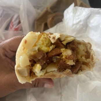 Off The Grill - Smoked sausage breakfast burrito - Burgers Near Me - Sanger, California